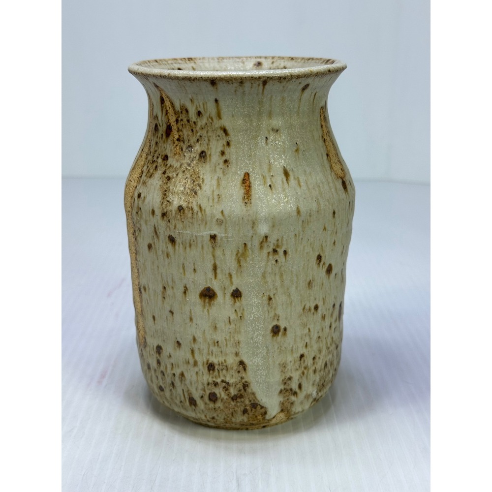 Epps Studio Pottery Vase Signed Speckled Glaze Earthy Stoneware 6.75 Inch